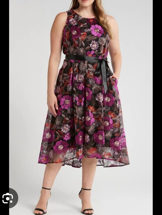 Tahari Dresses & Skirts - Tahari ASL Floral Embroidered Midi Dress 24W Plus Size Sleeveless Formal NWT